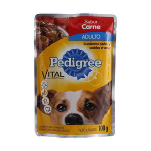 Imagem do produto Ração Para Cães Pedigree Adultos Sachê Sabor Carne Ao Molho Com 100G