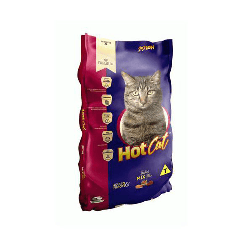 Imagem do produto Ração Para Gatos Hotcat Mix Adulto E Filhotes Sabor Peixe, Carne E Vegetais Com 1Kg
