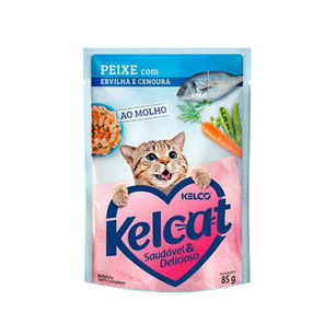 Imagem do produto Ração Para Gatos Kelcat Peixe Com Ervilha E Cenoura Sachê 85G