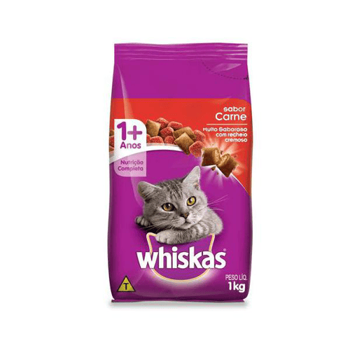 Imagem do produto Ração Para Gatos Whiskas Adultos Sabor Carne Com 1Kg