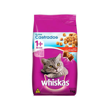 Imagem do produto Ração Para Gatos Whiskas Gatos Castrados Acima De 12 Meses Sabor Carne Com 1Kg