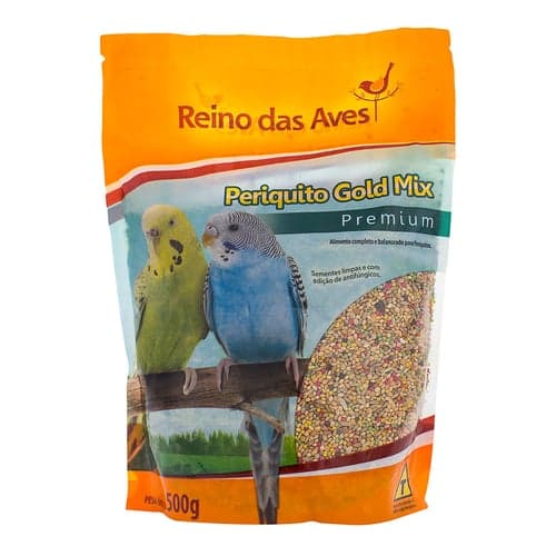 Imagem do produto Ração Para Pássaro Reino Das Aves Periquito Gold Mix Premium 500G