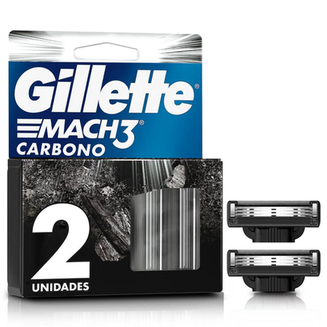 Refil Para Barbeador Gillette Mach3 Carbono 2 Cargas 2 Unidades