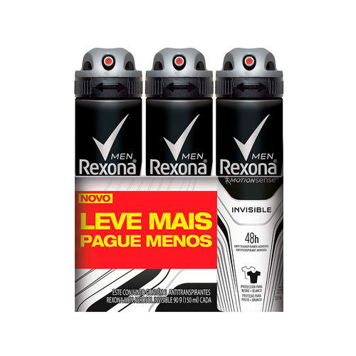 Imagem do produto Rexona Kit 3 Desodorante Aerosol Invisible 90G Leve Mais Pague Menos