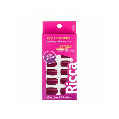 Imagem do produto Ricca Unhas Postiças Rosa Sexy Sem Cola Com 24