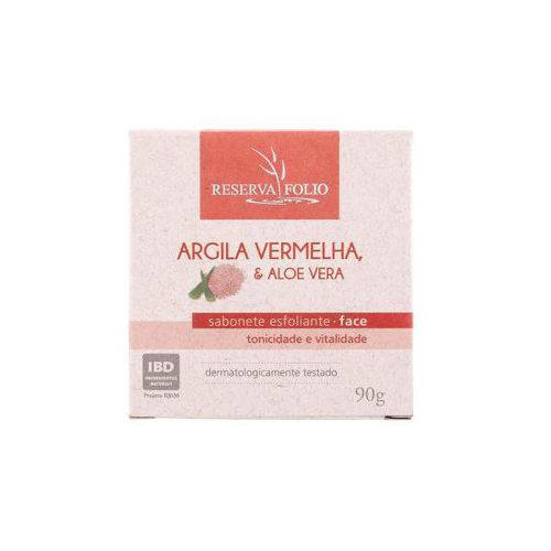 Sabonete Esfoliante Facial Natural De Argila Vermelha E Aloe Vera 90G Reserva Folio