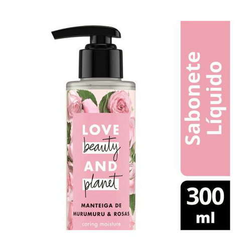 Sabonete Líquido Mãos E Corpo Caring Moisture Manteiga De Murumuru & Rosa Love, Beauty And Planet 300Ml