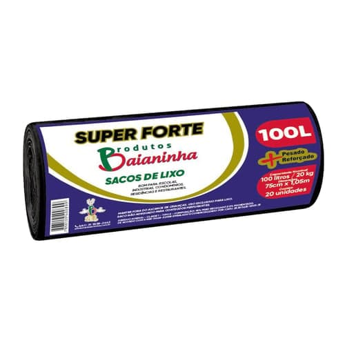 Imagem do produto Saco De Lixo Baianinha Super Forte 100 Litros Com 20 Unidades