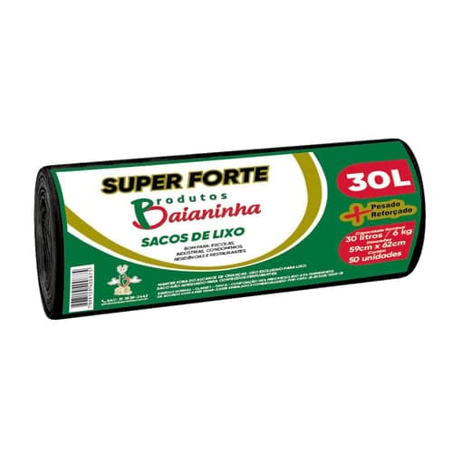 Imagem do produto Saco De Lixo Baianinha Super Forte 30 Litros Com 50 Unidades