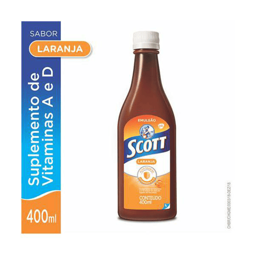 Imagem do produto Scott Suplemento Alimentar Em Emulsão De Vitaminas A E D Sabor Laranja Frasco Com 400Ml
