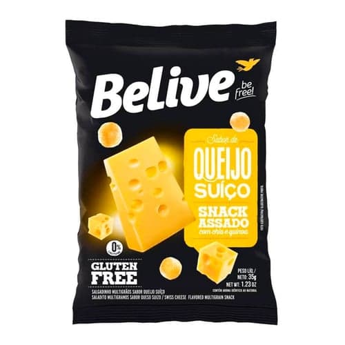 Imagem do produto Snack Belive Be Free Queijo Suíço Sem Glúten Com 35G