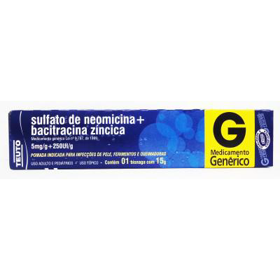 Imagem do produto Sulfato De Neomicina + Bacitracina Zíncica 5Mg/G + 250Ui/G Pomada De Uso Dermatológico 15G Teuto Genérico - 15G Teuto Genérico