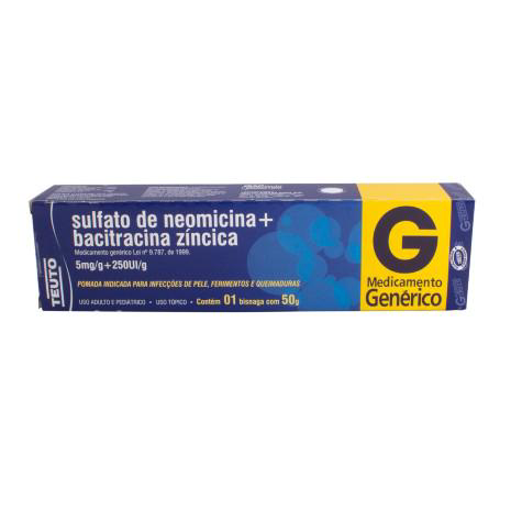 Imagem do produto Sulfato De Neomicina 5Mg/G Bacitracina 250 Ui/G Pomada 50G Teuto Genérico - 50G Teuto Genérico