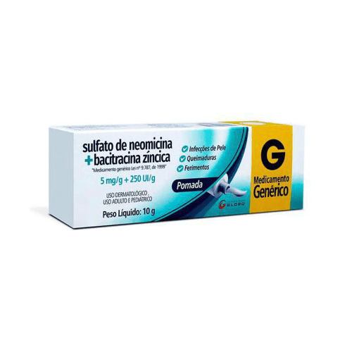 Imagem do produto Sulfato De Neomicina+Bacitracina Zincica - Pomada Dermatológica 5Mg+250Ui/G Bisnaga 10G Globo Genérico