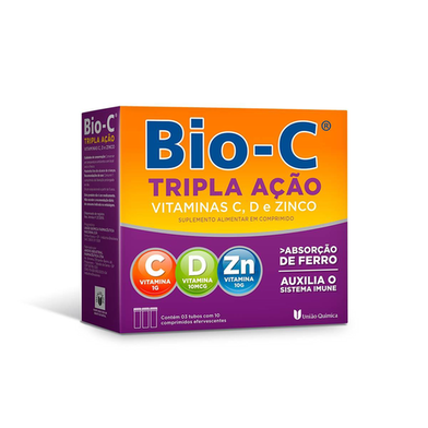 Imagem do produto Suplemento Alimentar Bio C Tripla Ação 30 Comprimidos Efervescentes