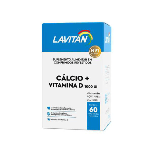 Suplemento Alimentar Lavitan Cálcio + D 1000Ui Com 60 Comprimidos Vitaminas Revestidos