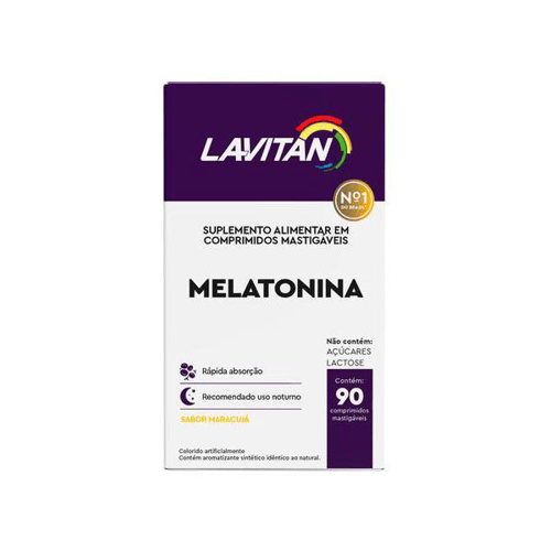 Suplemento Alimentar Lavitan Melatonina Maracujá Com 90 Comprimidos Lavitan Vitaminas 90 Comprimidos Mastigáveis