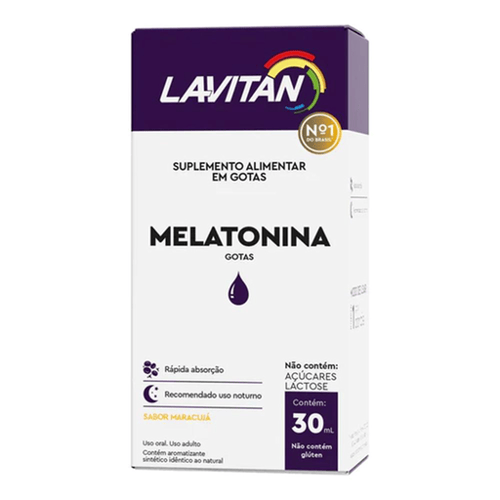 Imagem do produto Suplemento Lavitan Melatonina 0,21Mg Soluço Gotas 30Ml Maracujá Uso Noturno