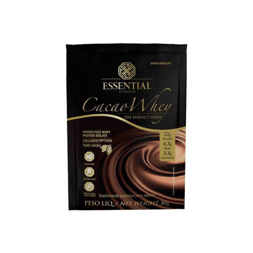 Imagem do produto Suplemento Proteico Cacao Whey Essential Nutrition Chocolate Sachê 30G