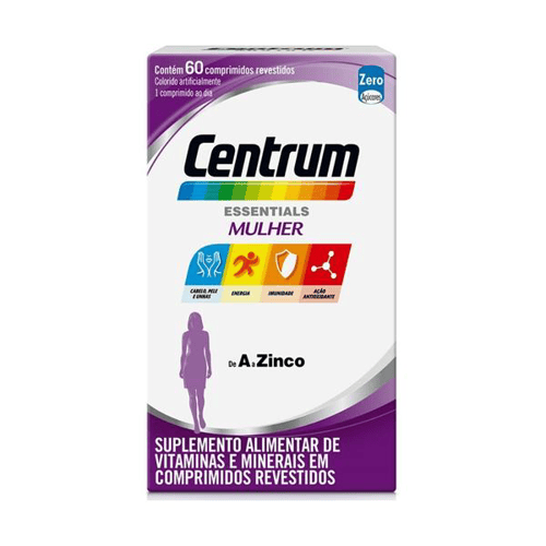 Suplemento Vitamínico Centrum Essentials Mulher De A A Zinco 60 Comprimidos