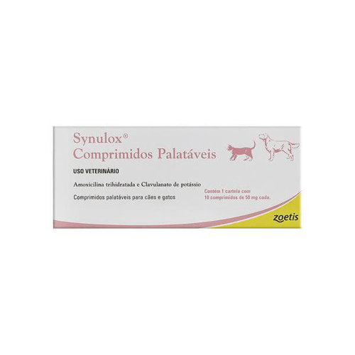 Imagem do produto Synulox 50Mg Antibiótico Veterinário Synulox 50Mg Antibiótico Uso Veterinário Com 10 Comprimidos Palatáveis