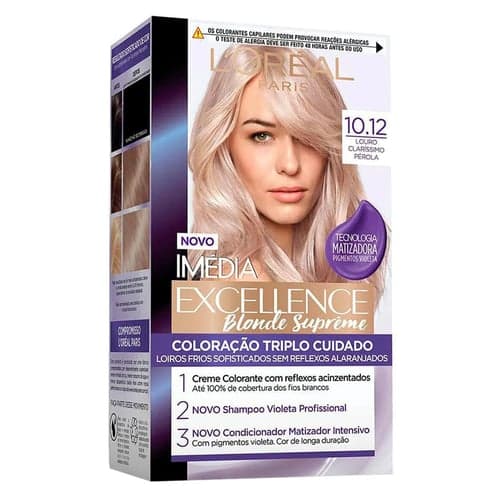Imagem do produto Tintura Permanente Imédia Excellence Blonde Suprême 10.12 Louro Claríssimo Pérola 1 Unidade