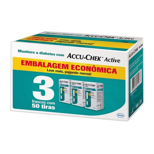 Tiras Reagentes Para Medição De Glicose - Accu-Chek Active - 3 Caixas Com 50 Unidades Cada