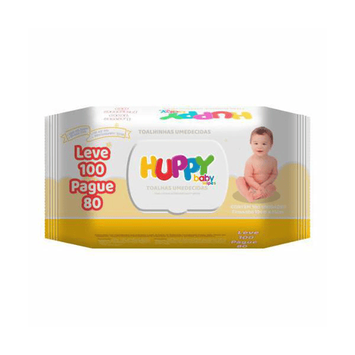 Imagem do produto Toalha Umedecida Huppy Baby Wipes Leve 100 Pague 80 Natural