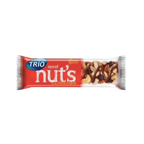 Trio Nuts Cereal Em Barra Tradicional Com Chocolate 30G
