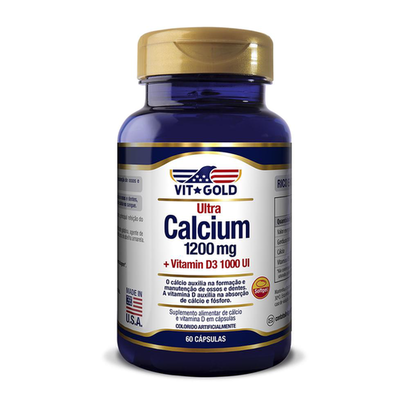 Imagem do produto Ultra Cálcio 1200Mg + Vitamina D3 1000Ui Vitgold 60 Cáps.