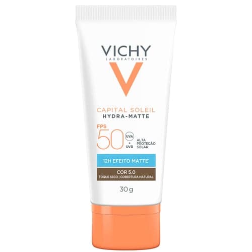 Protetor Solar Facial Vichy Hydra Matte FPS50 Cor 5.0 30G