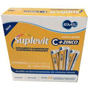 Vitamina C 1G+Zinco 10Mg Com 30 Cpr Efervescentes Suplevit Ems