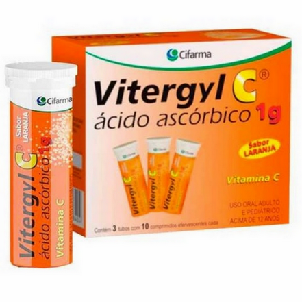 Imagem do produto Vitamina - C - Vitergyl C 1 Grama Sabor Laranja Com 30 Comprimidos Efervescentes