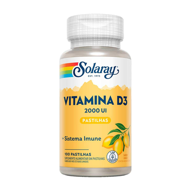 Imagem do produto Vitamina D3 Solaray Sabor Limão 2000Ui Com 100 Pastilhas