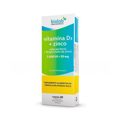 Imagem do produto Vitamina D3 + Zinco - 2000Ui+20Mg Com 30 Cápsulas