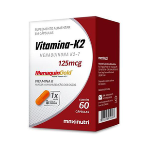 Imagem do produto Vitamina K2 Menaquinona K27 Maxinutri 125Mcg 60 Cápsulas