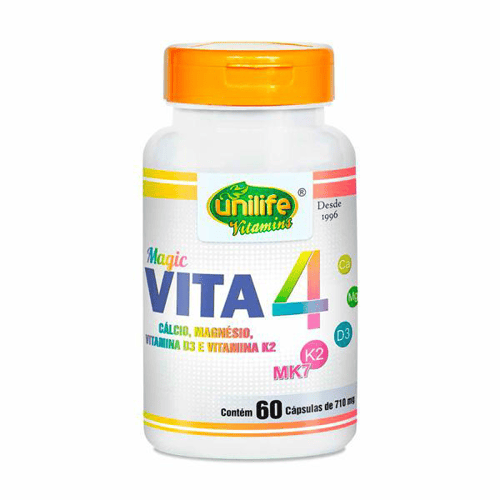 Imagem do produto Vitaminas K2, D3, Cálcio E Magnésio Vita4 Unilife 60 Cápsulas De 710Mg