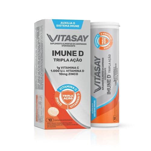 Imagem do produto Vitasay Imune D Tripla Ação Laranja Com 10 Comprimidos Efervescentes