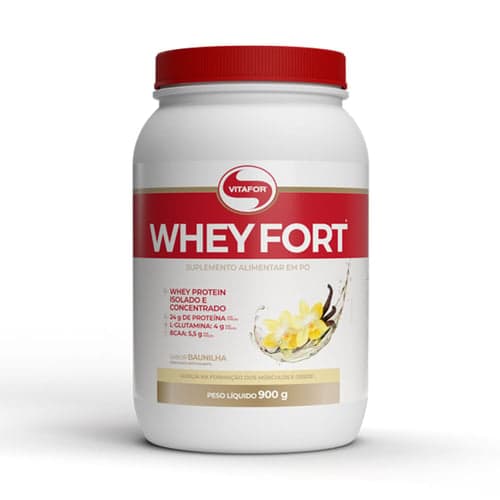 Whey Protein 3W Whey Fort 900G Baunilha Vitafor