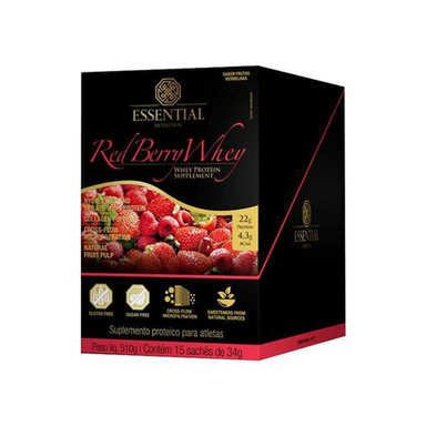 Imagem do produto Whey Protein Hidrolisado E Isolado Red Berry Essential Nutrition 15 Sachês De 34G