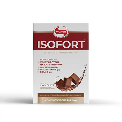 Imagem do produto Whey Protein Vitafor Isofort Chocolate 15 Sachês 15 Sachês De 30G Cada