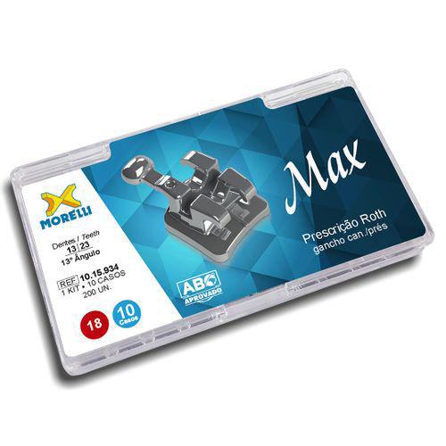 Imagem do produto 10.15.934 Kit Bráquetes 10 Casos Prescrição Roth Max .018 Gancho Canino Morelli