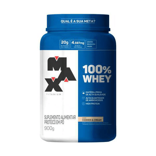 100% Whey Protein Sabor Cookies E Cream Max Titanium 900G