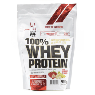 Imagem do produto 100% Whey Protein Sabor Morango E Banana Refil 900G Health Labs