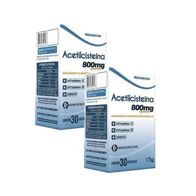 Imagem do produto 2X Acetilcisteína Nac30 Cáps.800mg Vitamina C D E Zinco Natunectar