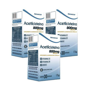 Imagem do produto 3X Acetilcisteína Nac30 Cáps.800mg Vitamina C D E Zinco Natunectar