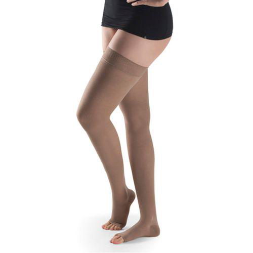 Imagem do produto A620 Meia Coxa Ponteira Aberta Feminina Natural Escuro 2030 Mmhg Tamanho G Cor Natural Escuro