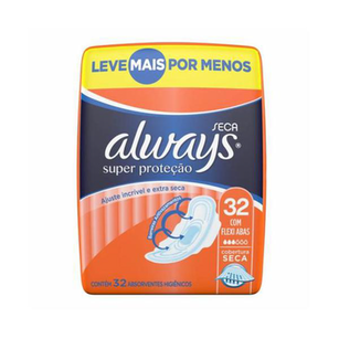 Absorvente Always Básico Malha Seca Com Abas Leve 32Un. Pague 28Un.