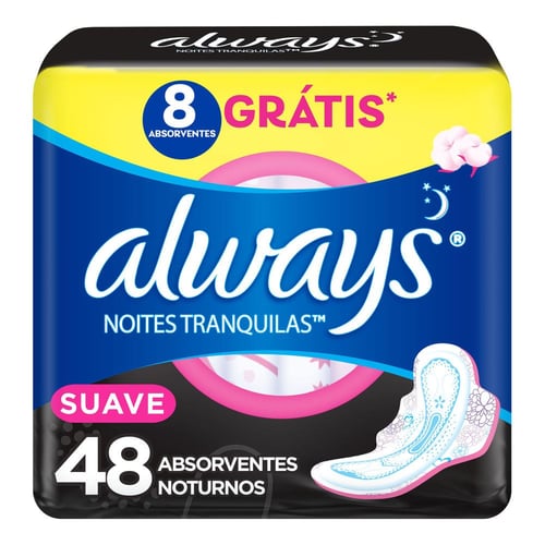 Imagem do produto Absorvente Always Noites Tranquilas Cobertura Suave Com Aba 48 Unidades 48 Unidades