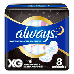 Imagem do produto Absorvente Always Noites Tranquilas Cobertura Suave Xg Com Abas 8 Unidades 8 Unidades